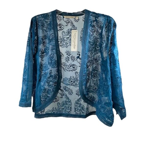 Soft Surroundings NWT Prancing Peacock Topper Seaport Size S - Picture 1 of 8